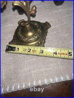 Antique French Brass Flowers Church Candelabras