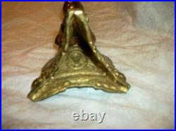 Antique French Bronze Brass Altar Candle Holders Jesus Cameo Face Farmhouse