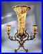 Antique French Style Porcelain Brass Candelabra & Tulip Flower Vase Candleholder