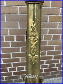 Antique French TALL Brass Church Floor Candelabra Candle Holder 46 matched pair