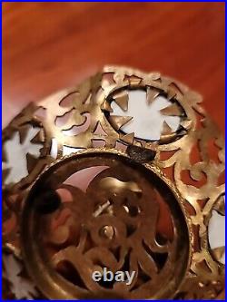 Antique Gilt Bronze/Brass & Porcelain Chamberstick Candle Holder