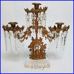 Antique Girandole 3 Arm Candle Holder Candelabra Bear and Beehive NY Brass