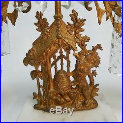 Antique Girandole 3 Arm Candle Holder Candelabra Bear and Beehive NY Brass