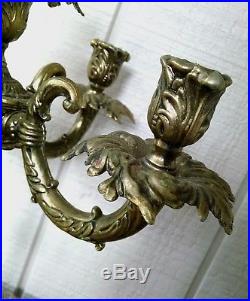 Antique Highly Ornate 5 arm Brass Candelabra