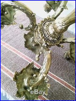 Antique Highly Ornate 5 arm Brass Candelabra