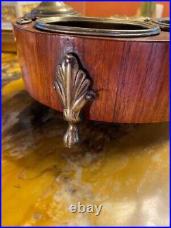 Antique Inkwell Kidney Candle Holder Rosewood Utilitarian Bronze Acanthus Rare