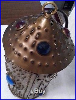 Antique Jeweled Lantern Candle Holder Chandelier Punched Bradley Hubbard Era