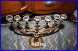 Antique Jewish Menorah Brass Judaism 7 Day Candle Holder-Religious Spiritual-LG