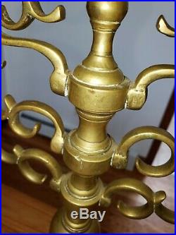 Antique Large Brass 7 Arm Branch Menorah Candelabra Candle Holder