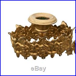 Antique Large Brass Girandole Candelabra Marble Base Candle Holder