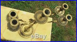 Antique Large Brass Ornate 5 Arm Candle Holder Candelabra Etched brass Lovely