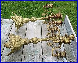 Antique Large Couple Brass Ornate 5 Arm Candle Holder Candelabra brass Gorgeous