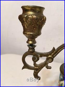 Antique Longwy Candelabra Set French Bronze Or Brass Aesthetic
