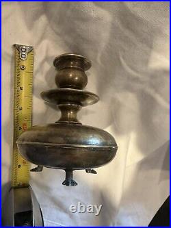 Antique Louis XIV Solid Brass Large Diameter Candlestick Holder 1800's