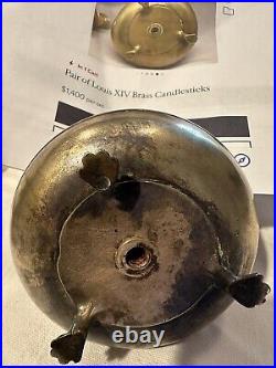 Antique Louis XIV Solid Brass Large Diameter Candlestick Holder 1800's