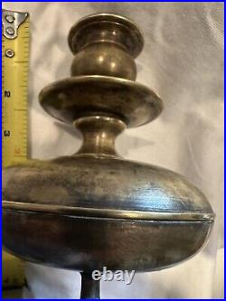 Antique Louis XIV Solid Brass Large Diameter Candlestick Holder 1800's