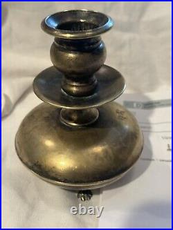 Antique Louis XIV Solid Brass Large Diameter Candlestick Holder 1800's