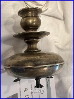 Antique Louis XIV Solid Brass Large Diameter Candlestick Holder 1800's