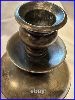 Antique Louis XIV Solid Brass Large Diameter Candlestick Holder 1800's