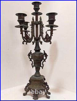 Antique Luxury Full Brass Large Five Arm Candle Holder Candlestick Decor Home