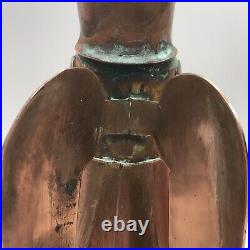 Antique Mexico Heavy Copper Folk Art Angel Candle Holders Christmas Decor