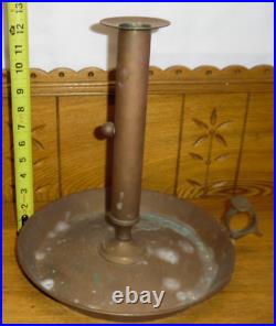 Antique / Old LARGE Brass Push Up Finger Candle Holder Candlestick -12 3/4 Tall