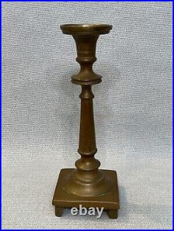 Antique Old Rare English Bronze Heavy Candlesticks, 11 3/4 Tall, 4 x 4 (Base)