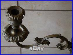 Antique/Old Vintage Brass Pair Of 3 Arm Victorian Candle Holders 21Tall 16 Lbs