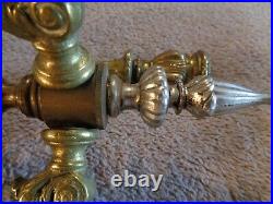 Antique Old Vintage Pair of Heavy Brass 3 Arm Candle Candelabras