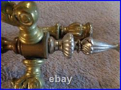 Antique Old Vintage Pair of Heavy Brass 3 Arm Candle Candelabras