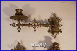 Antique Or Vintage Ornate Brass Pair Wall Sconce Candlestick Candleholder