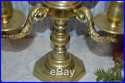 Antique Ornate Heavy Brass Candelabra 4 Arm 5 Cup Candle Holder Centerpiece
