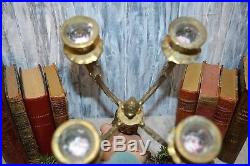 Antique Ornate Tall Brass Candelabra 4 Arm Candle Holder Centerpiece