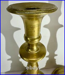 Antique Pair 17th/18th Century Brass Turned Candlesticks Candle Holders 10.5