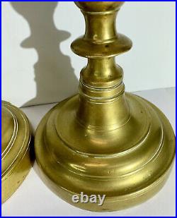 Antique Pair 17th/18th Century Brass Turned Candlesticks Candle Holders 10.5