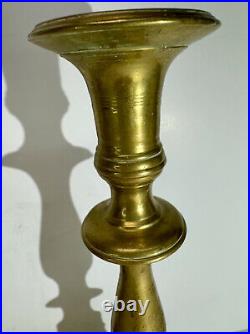 Antique Pair 17th/18th Century Brass Turned Candlesticks Candle Holders 10.5