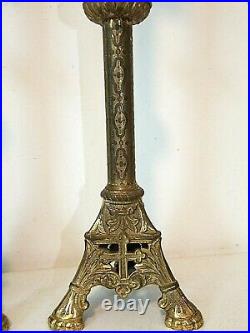 Antique Pair 19.5 Church Altar BRASS CANDLESTICKS Candle Holders, High Quality