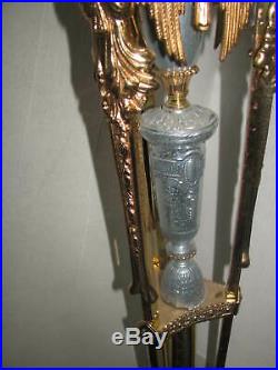 Antique Pair Church Altar Brass Candlesticks Angel Torchieres Candelabras 44