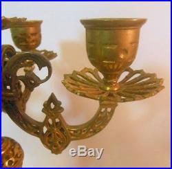Antique Pair FRENCH Bronze Brass CANDELABRA Candle Holders Paw Feet Empire