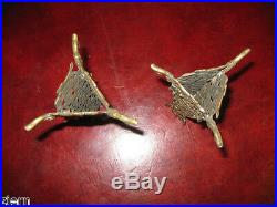 Antique Pair French Candle Holders Brass Early 1900's Triangle Shaped