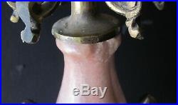 Antique Pair Heavy Solid Brass & Marble Candelabras 6 Arm 7 Candle Holder