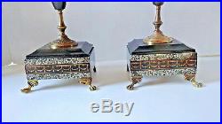 Antique Pair Of French Marble And Brass Candelabra