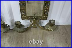 Antique Pair Of Hanging Brass Wall Mirror Dolphin Figural Candle Holder Bradley