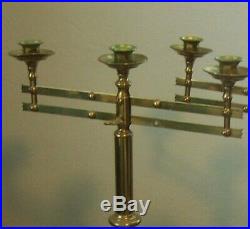 Antique Pair Solid Brass Adjustable Candelabra Candle Holders Altar