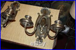 Antique Pair Wall Mounted Sconce Light Fixture Candlestick Holder Double Arm