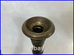 Antique Pair of Bronze Brass Candlesticks Holders, 10 7/8 Tall, 5 Dia (Bottom)