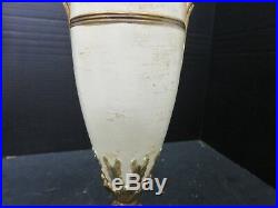 Antique Pair of Ornate French Enameled Brass Pedestal 5 Candle 4 Arm Candelabras