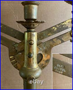 Antique Pat'd 1883 Adjustable 7 Arm Brass Altar Candle Holder Candelabra Menorah