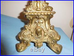 Antique Religious Brass Catholic Church Jesus Mary Joseph Candle Stick Holder