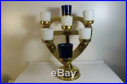 Antique Religious Catholic Altar Votive Brass Candle Holder Candelabra Heart